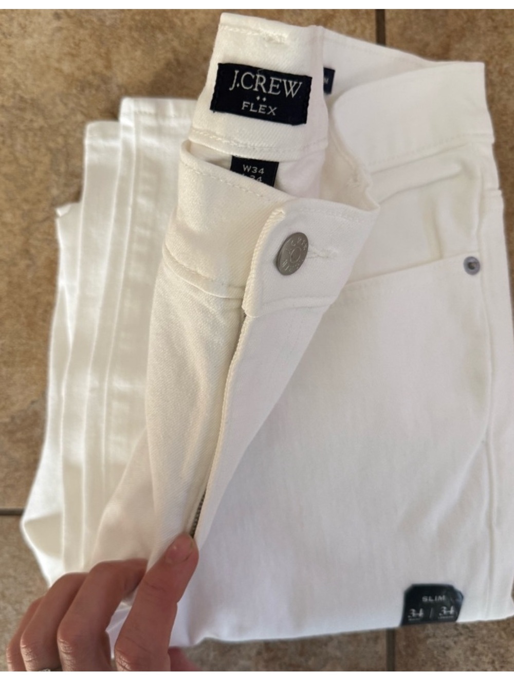 NWT J.Crew Slim-fit Flex Men’s Jeans White Men’s Size 34x34 - Picture 2 of 3
